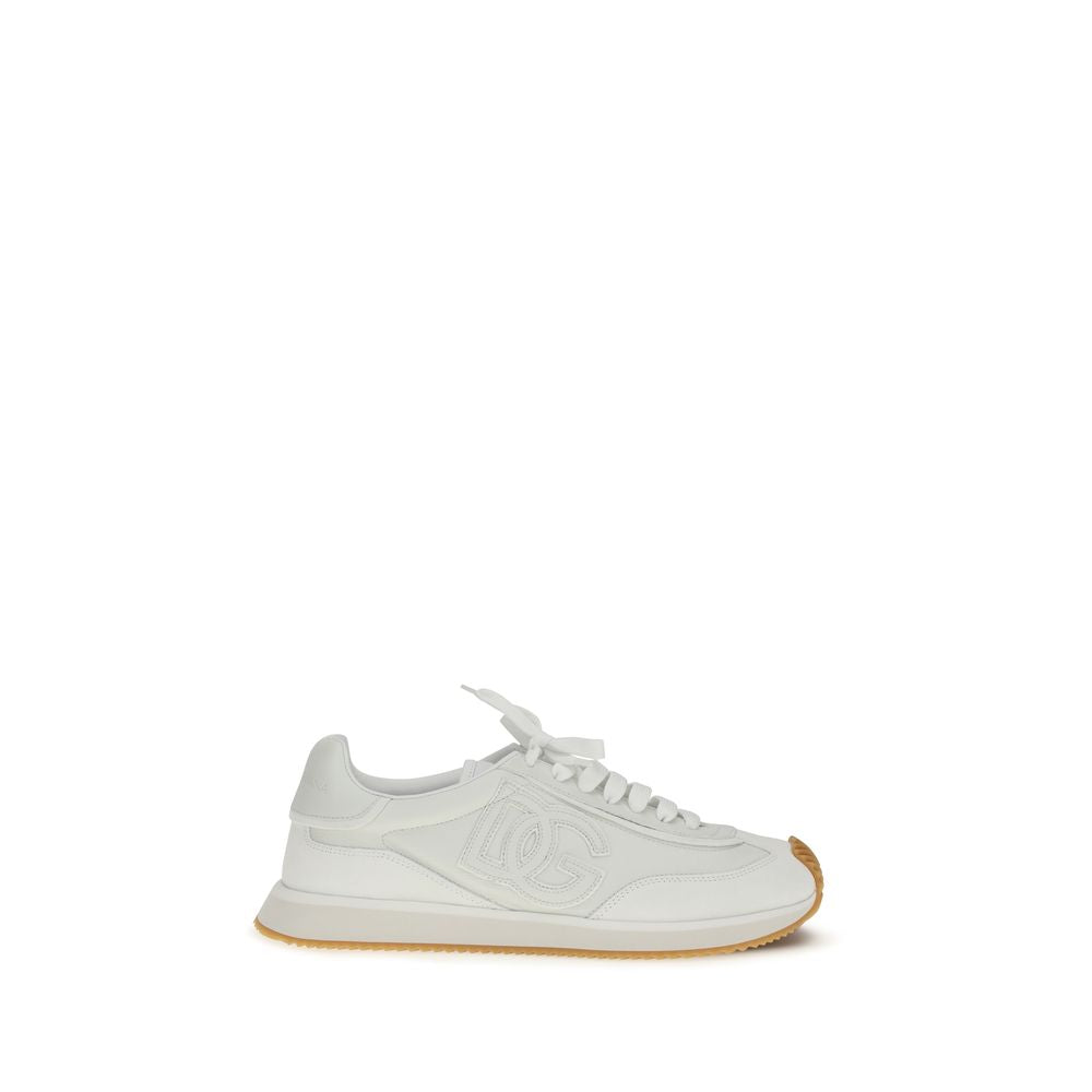 Dolce & Gabbana White Calf Leather Bos Taurus Athletic Men's Sneakers
