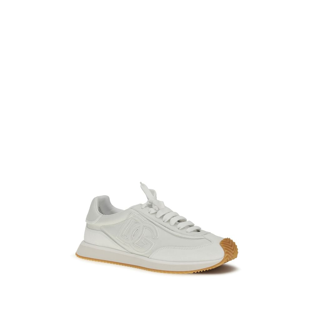 Dolce & Gabbana White Calf Leather Bos Taurus Athletic Men's Sneakers