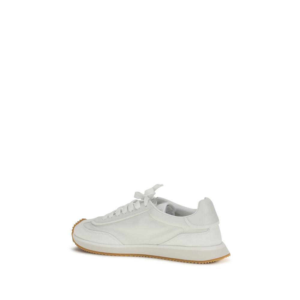 Dolce & Gabbana White Calf Leather Bos Taurus Athletic Men's Sneakers