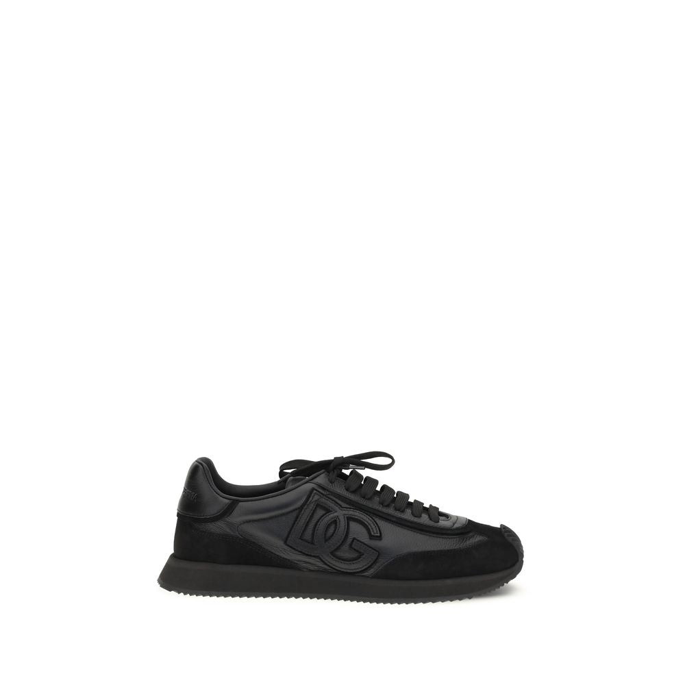 Dolce & Gabbana Black Calf Leather Bos Taurus Athletic Men's Sneakers