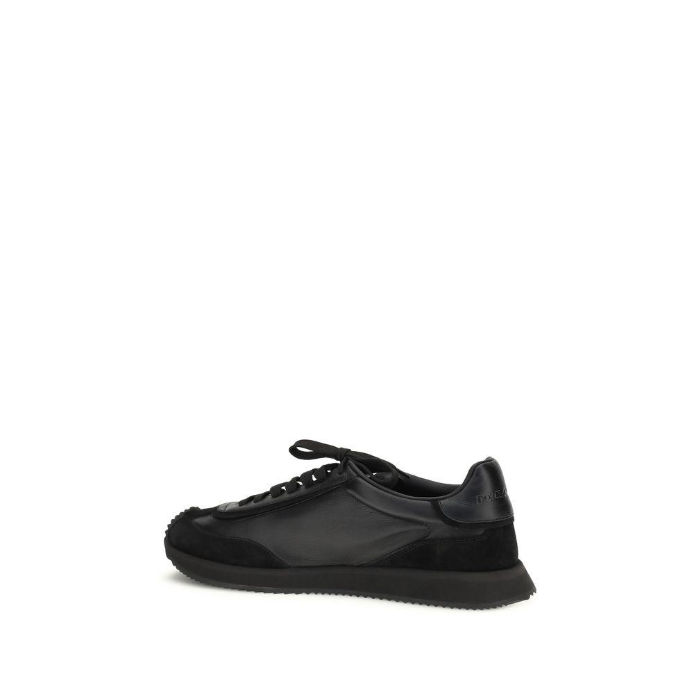 Dolce & Gabbana Black Calf Leather Bos Taurus Athletic Men's Sneakers