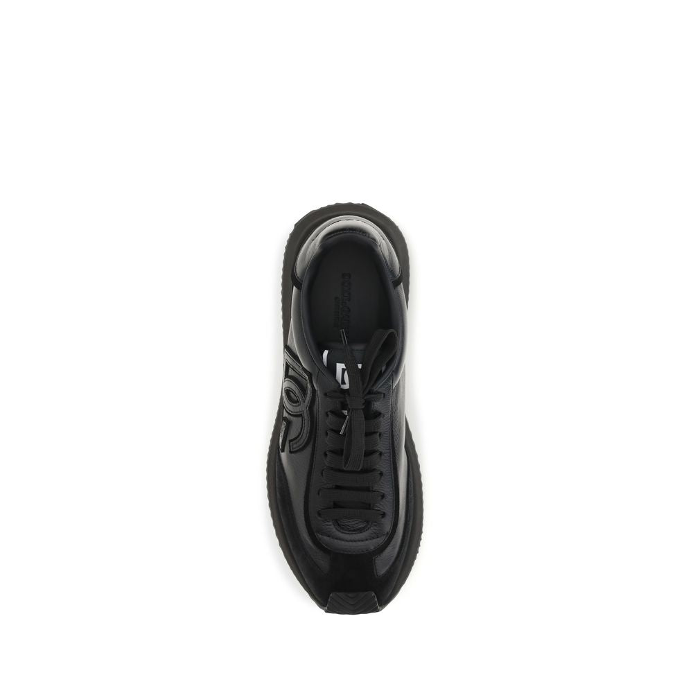 Dolce & Gabbana Black Calf Leather Bos Taurus Athletic Men's Sneakers