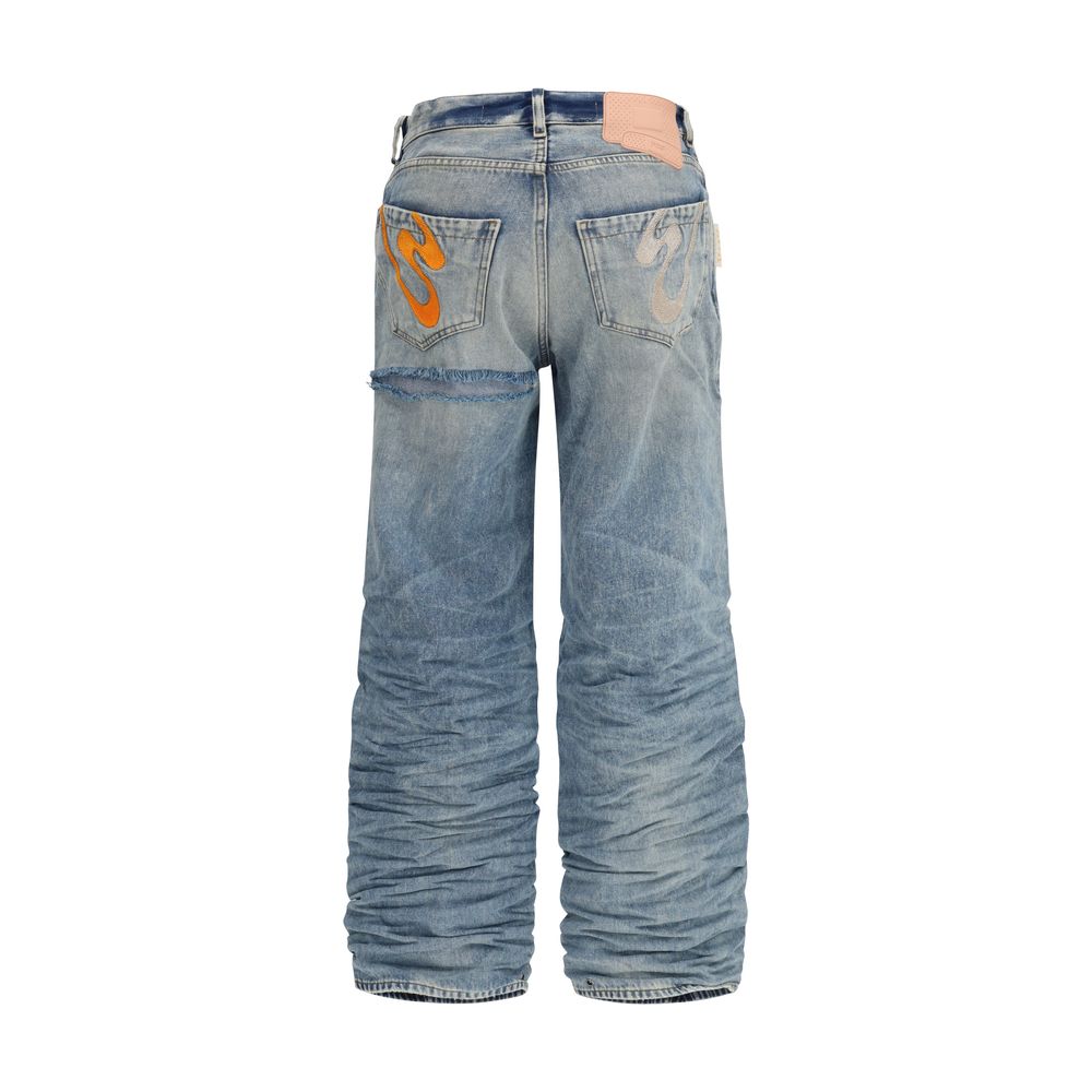 PDF Channel Blue Viscose Relaxed Fit Men's Jeans