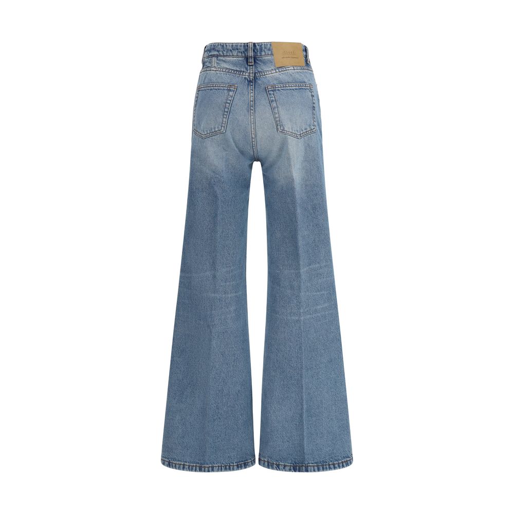 Ami Paris Blue Cotton Flared Women's Jeans