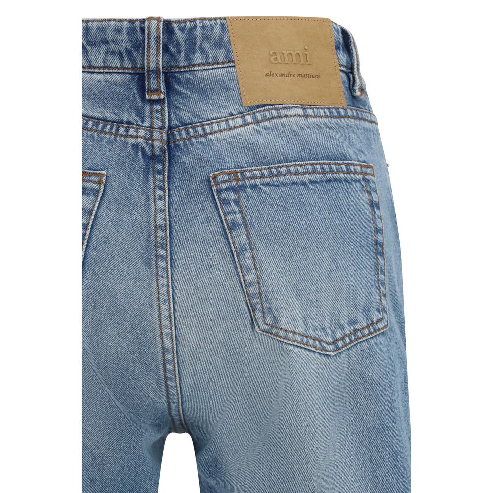 Ami Paris Blue Cotton Flared Women's Jeans