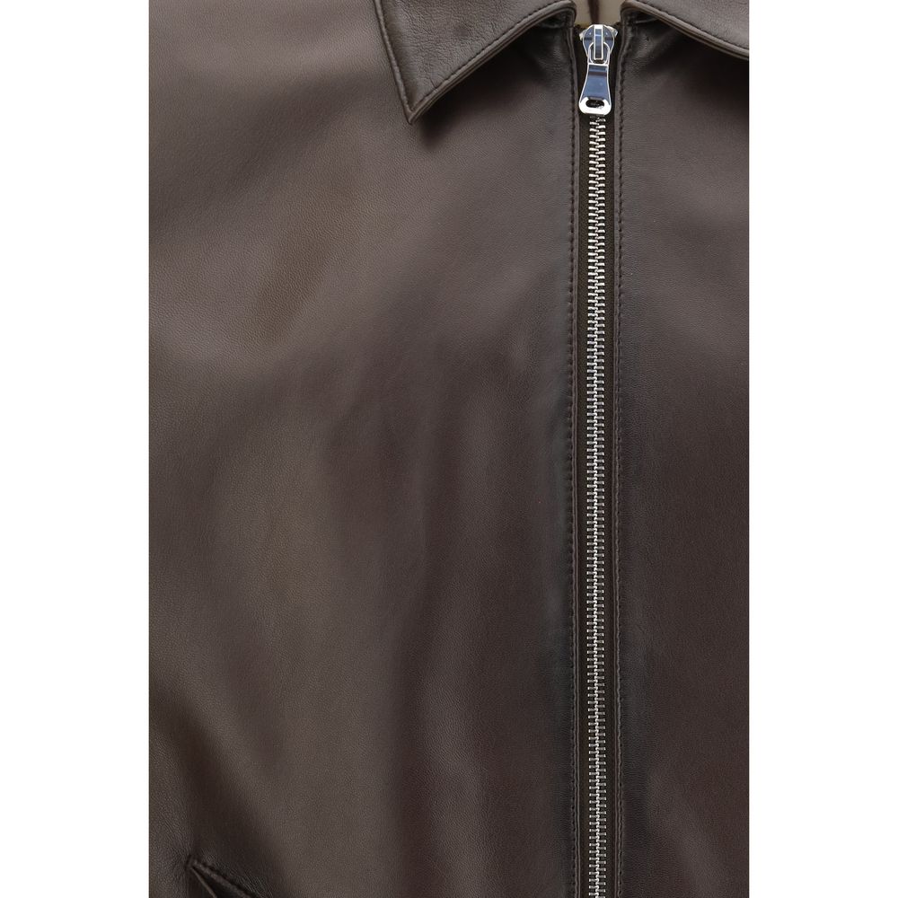D'amico Brown Lamb Ovis Aries Leather Men's Jacket
