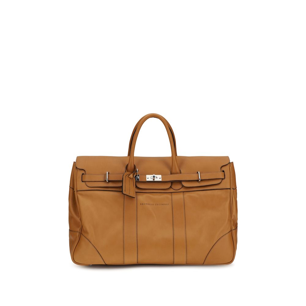 Brunello Cucinelli Brown Calf Leather Bos Taurus Luggage And Men's Travel