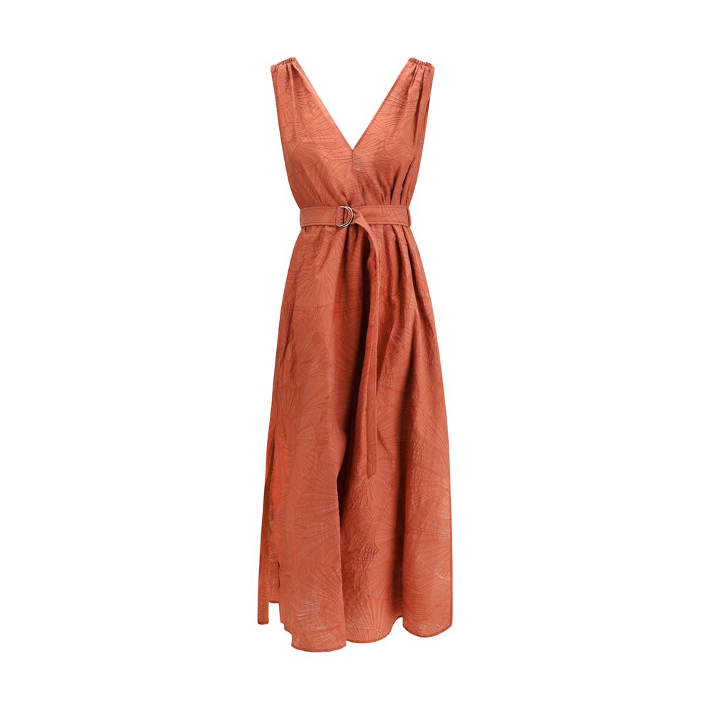 Brunello Cucinelli Red Cotton Casual Women's Dress
