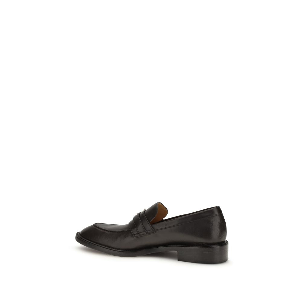 Versace Black Calf Leather Bos Taurus Slip-On Men's Loafers