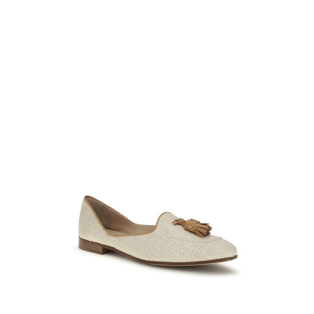 Fratelli Rossetti Beige Raffia Slip-On Women's Loafers