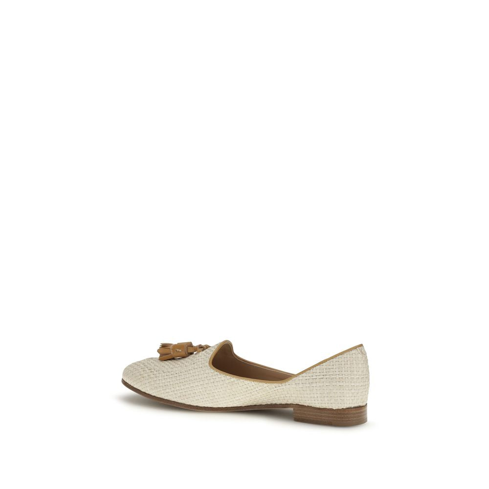Fratelli Rossetti Beige Raffia Slip-On Women's Loafers