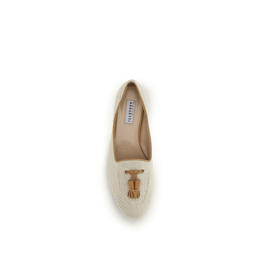 Fratelli Rossetti Beige Raffia Slip-On Women's Loafers