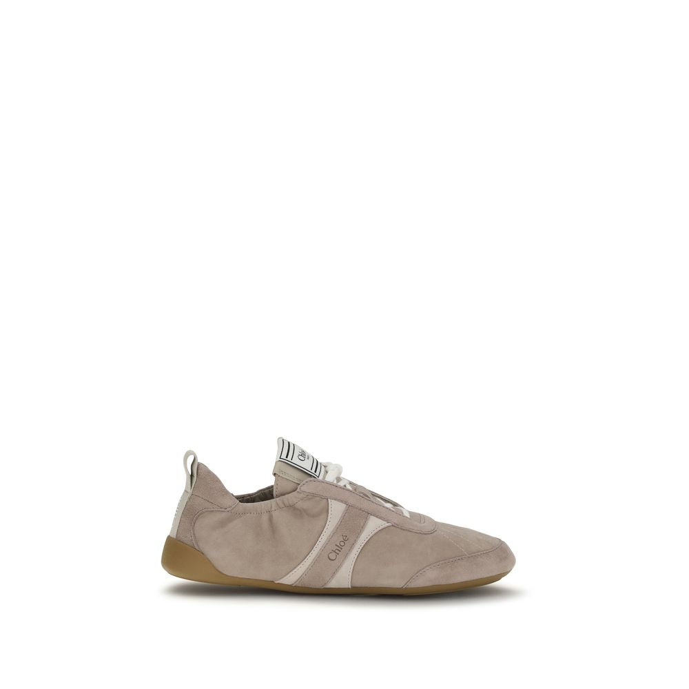 Chloé Beige Calf Leather Bos Taurus Athletic Women's Sneakers