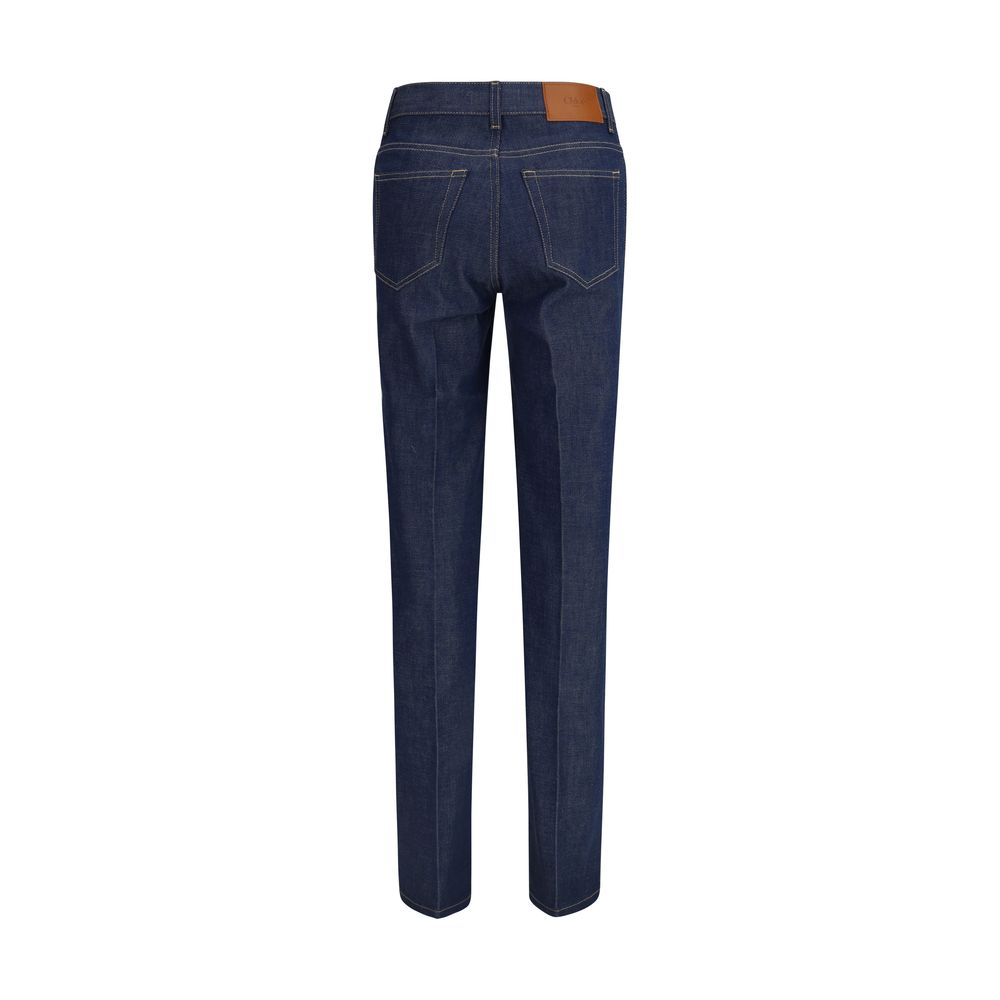 Chloé Blue Cotton Slim Fit Women's Jeans