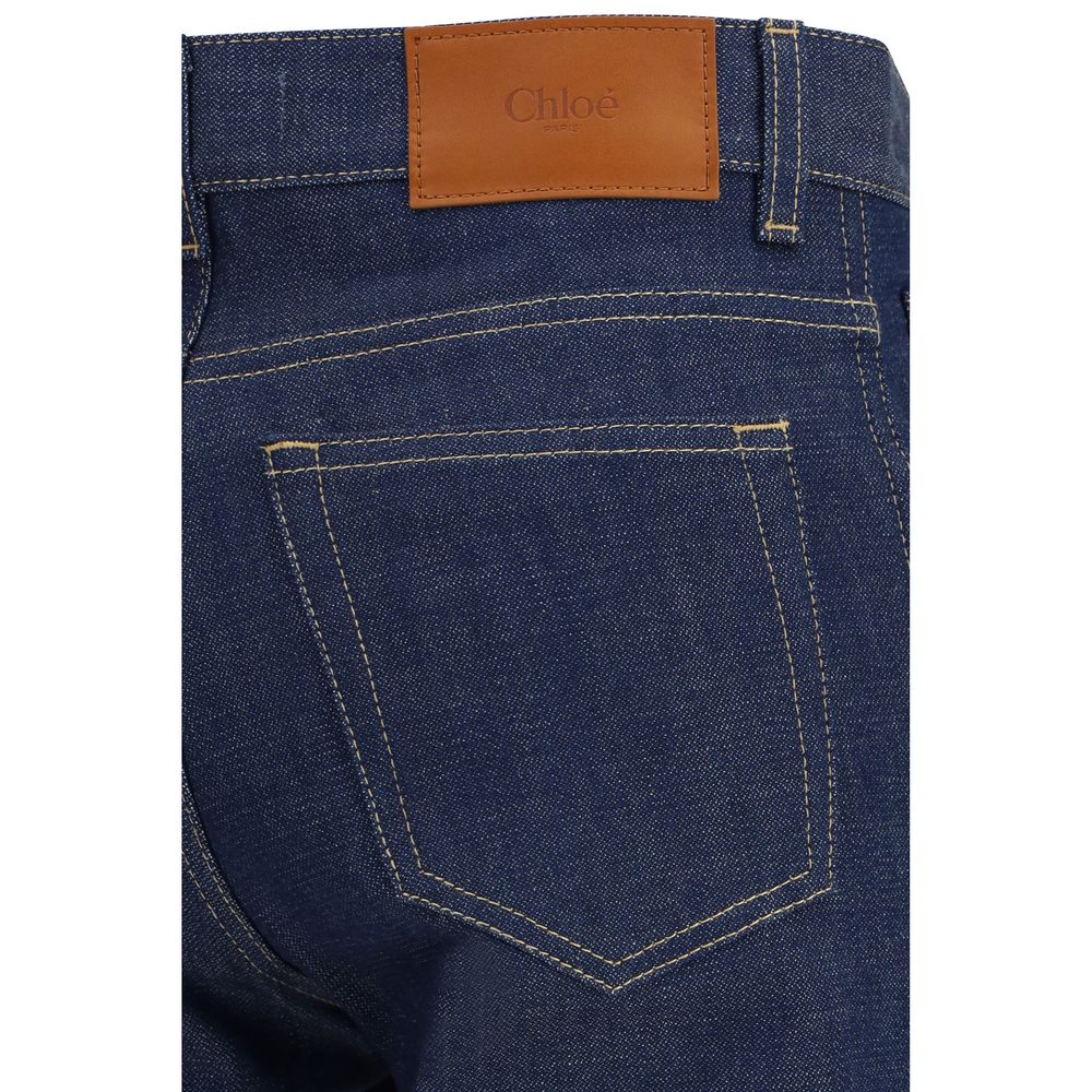 Chloé Blue Cotton Slim Fit Women's Jeans
