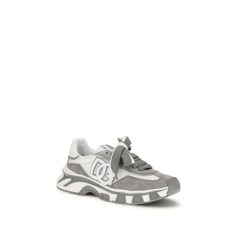 Dolce & Gabbana Gray Calf Leather Bos Taurus Athletic Men's Sneakers