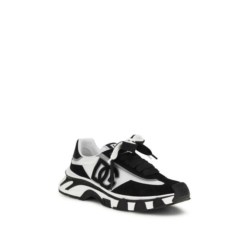 Dolce & Gabbana Black Calf Leather Bos Taurus Athletic Men's Sneakers