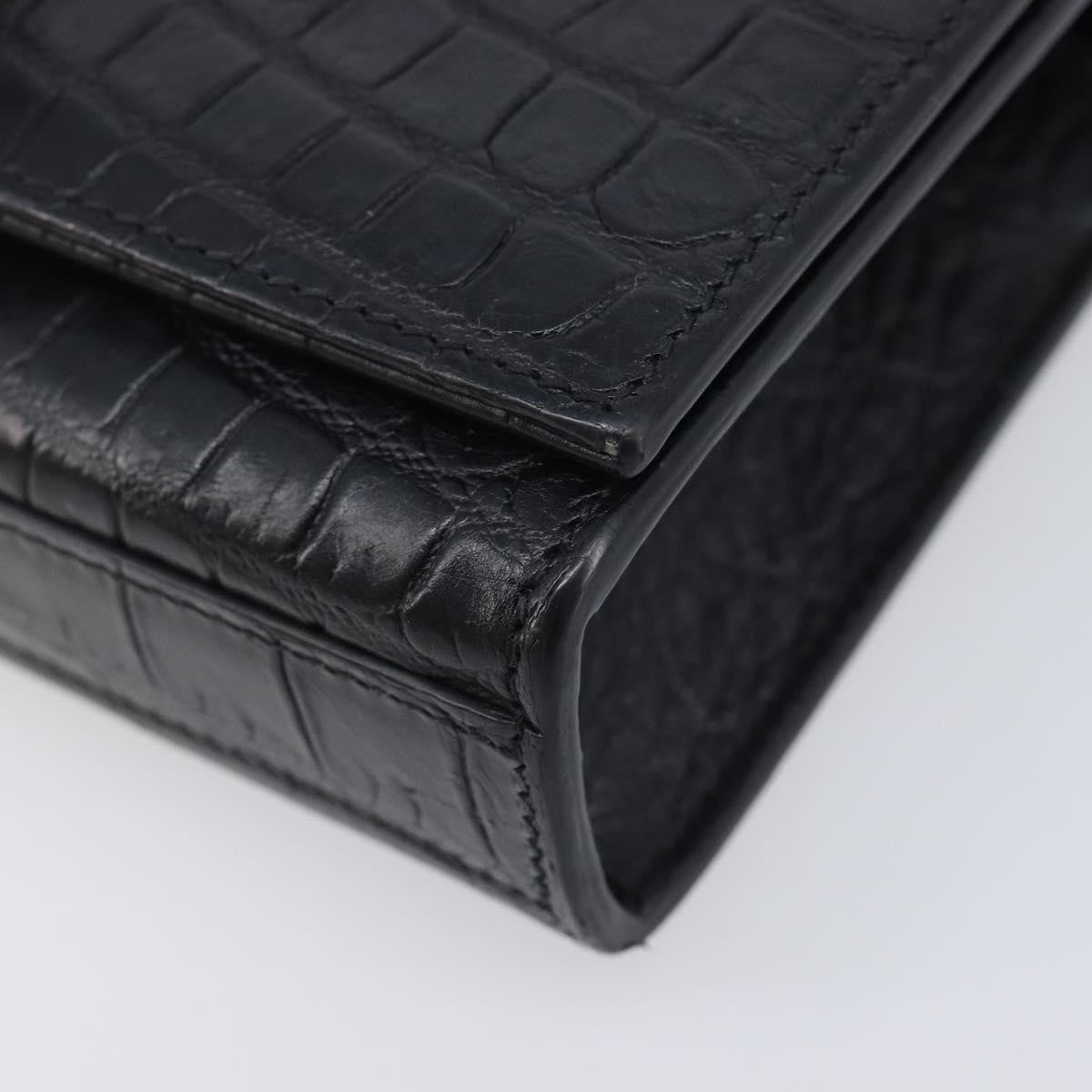 Saint Laurent Classic Monogram Tassel Chain Crocodile Embossed Leather Black Leather Crossbody Bag Bag (Pre-Owned)
