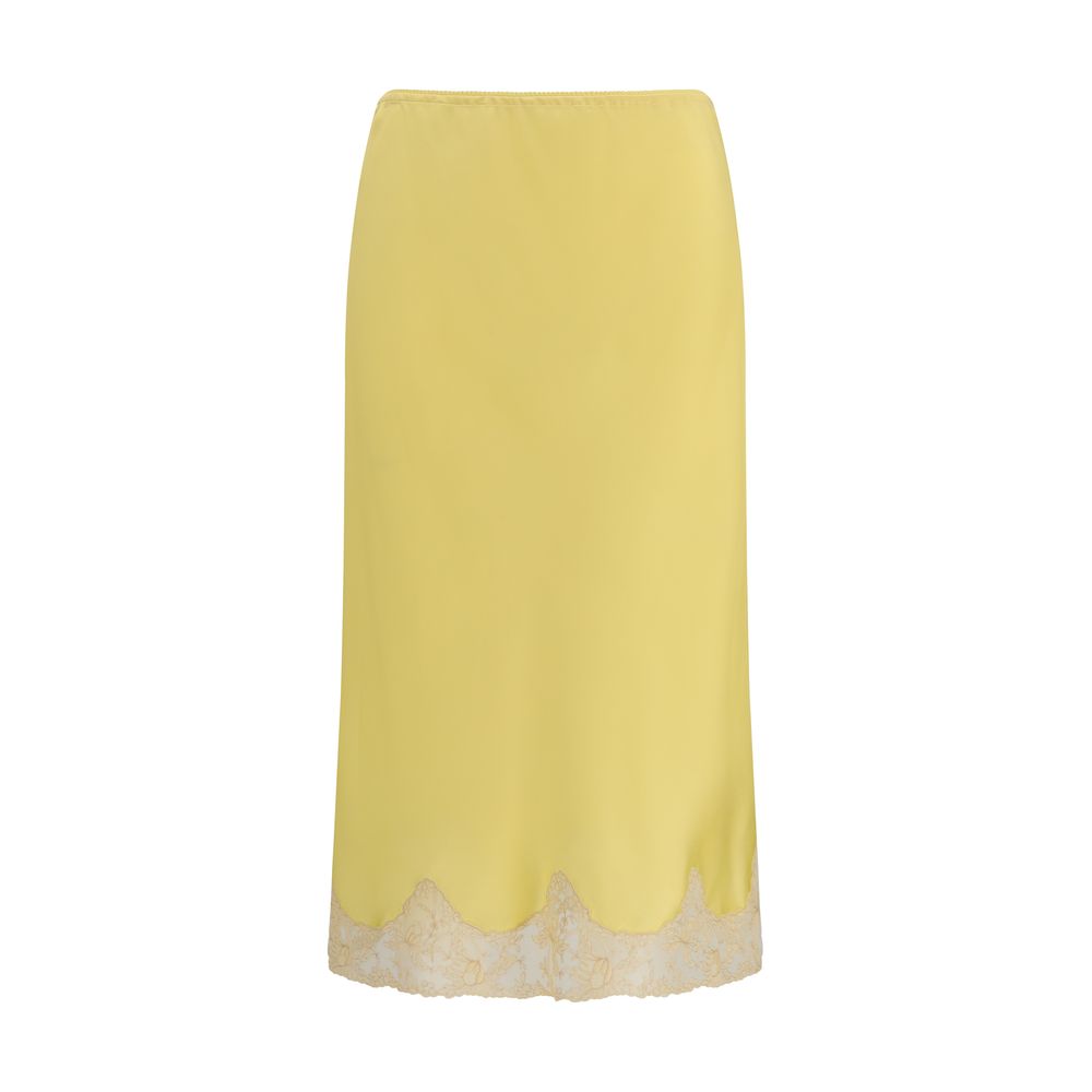 Saint Laurent Bicolor Silk Midi Women's Skirt