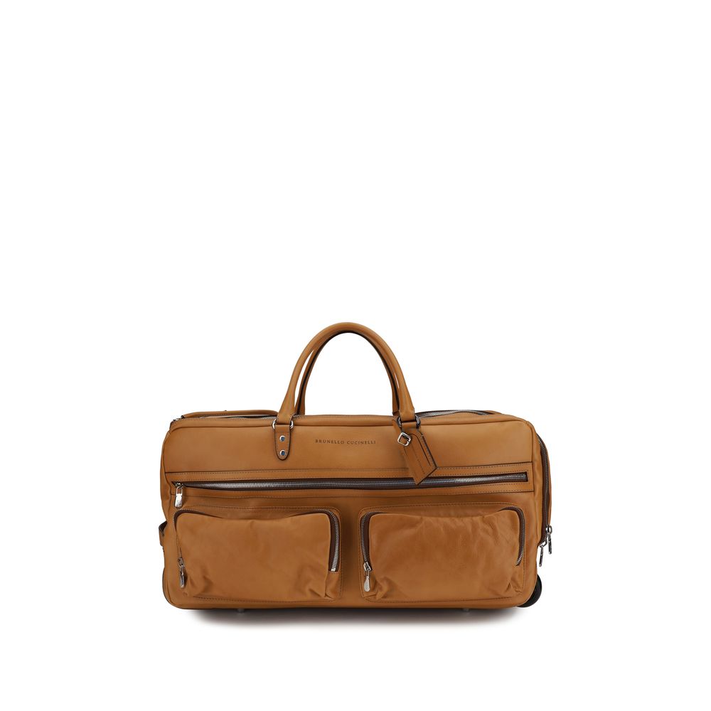 Brunello Cucinelli Brown Calf Leather Bos Taurus Luggage And Men's Travel
