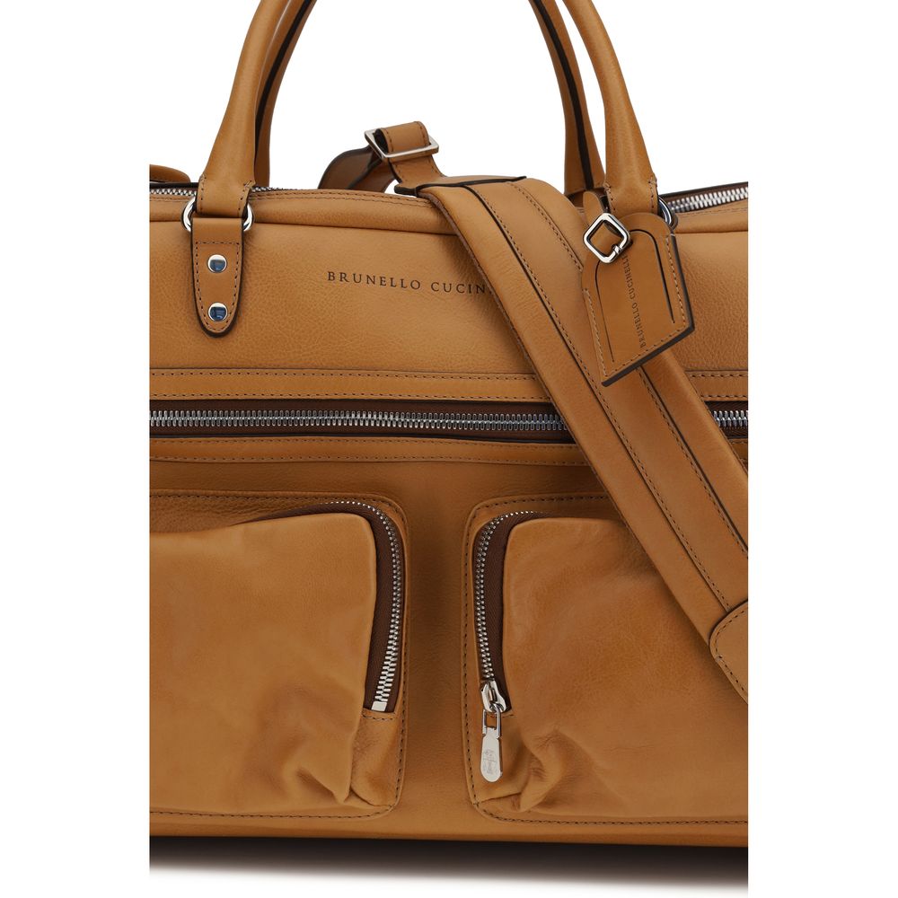 Brunello Cucinelli Brown Calf Leather Bos Taurus Luggage And Men's Travel