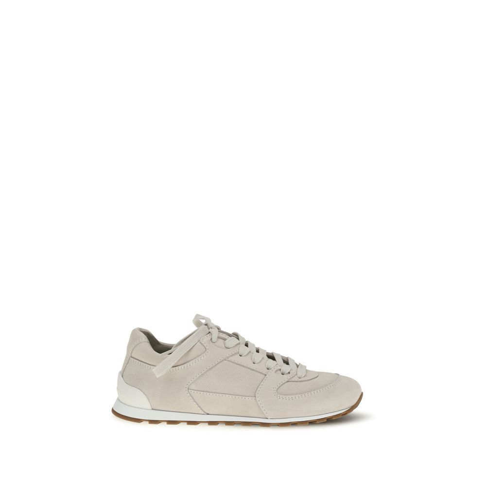 Brunello Cucinelli Beige Calf Leather Bos Taurus Low Top Women's Sneakers