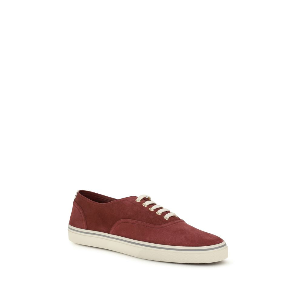 Brunello Cucinelli Bordeaux Calf Leather Bos Taurus Low Top Men's Sneakers