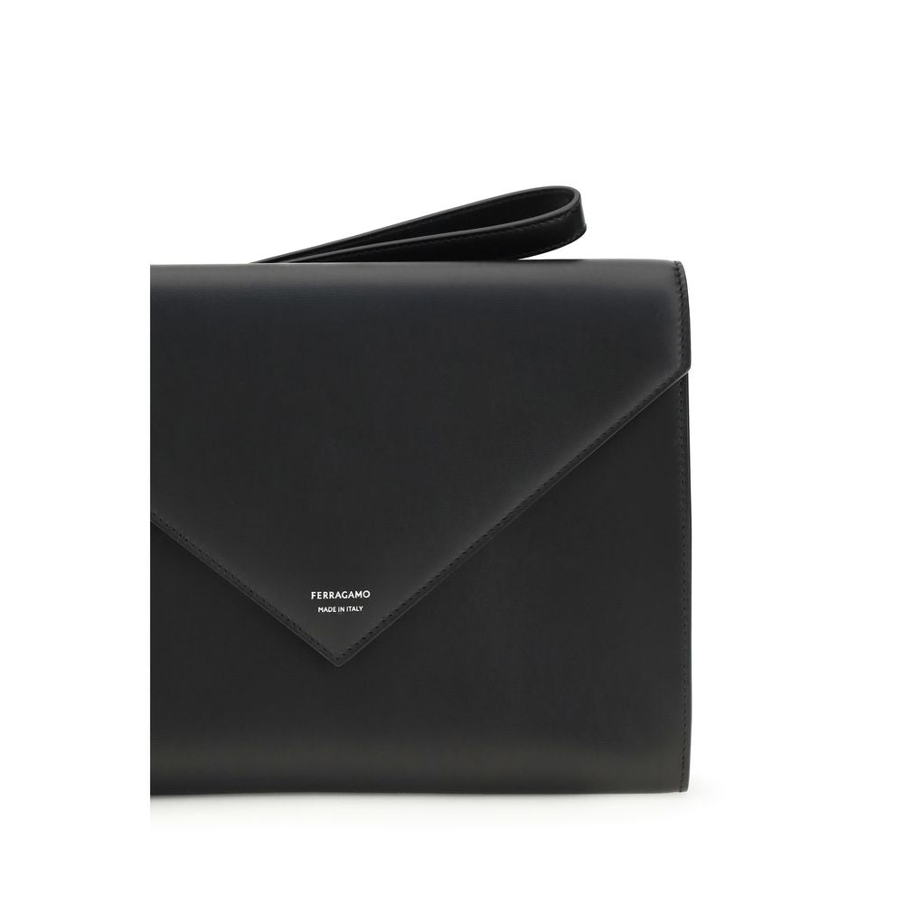 Ferragamo Black Calf Leather Bos Taurus Men's Wallet