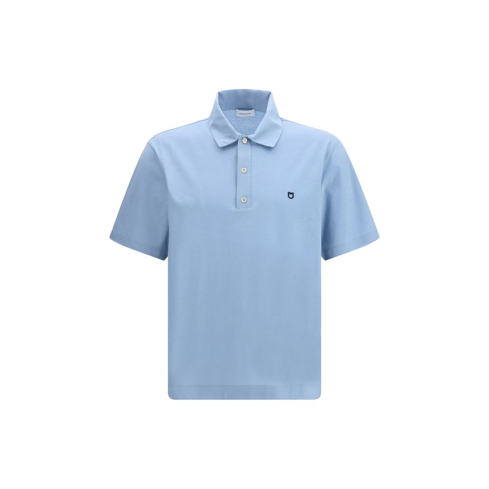 Ferragamo Blue Cotton Polo Men's Shirt