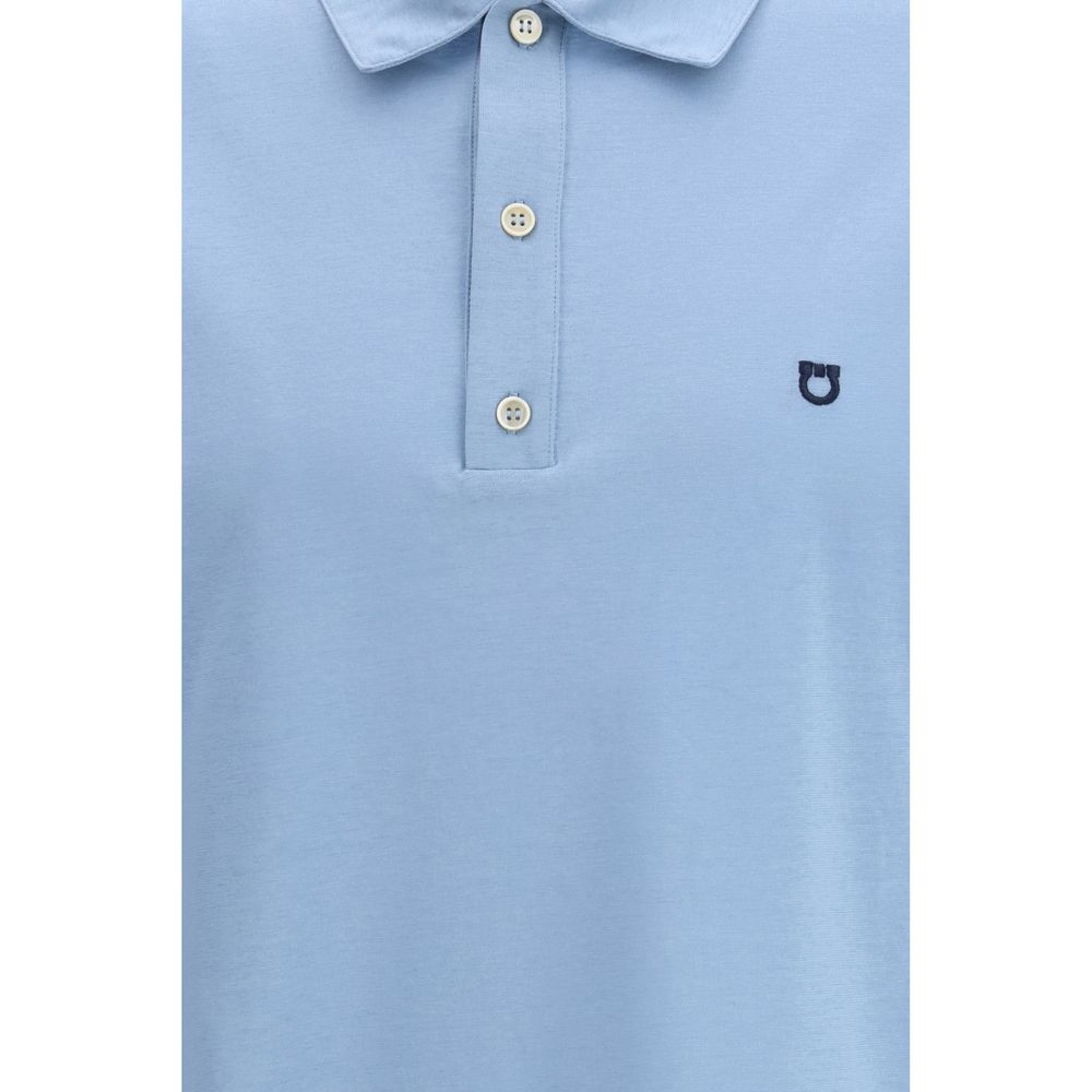 Ferragamo Blue Cotton Polo Men's Shirt