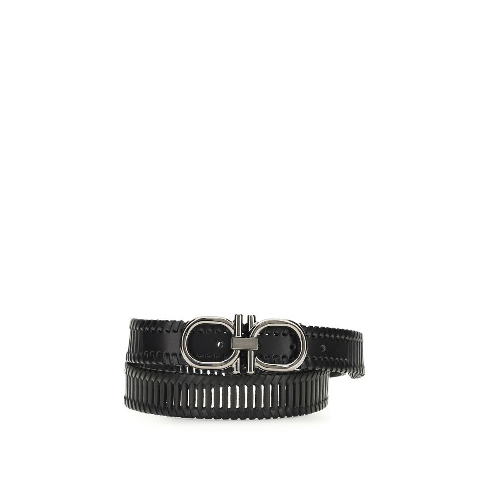 Ferragamo Black Calf Leather Bos Taurus Regular Men's Belt