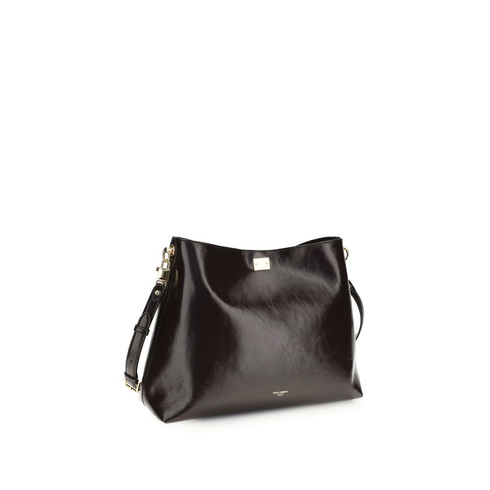 Dolce & Gabbana Brown Calf Leather Bos Taurus Shoulder Women's Bag