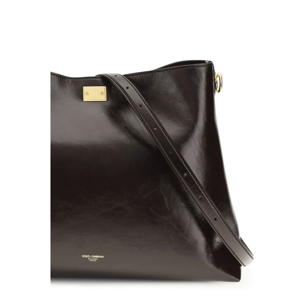 Dolce & Gabbana Brown Calf Leather Bos Taurus Shoulder Women's Bag