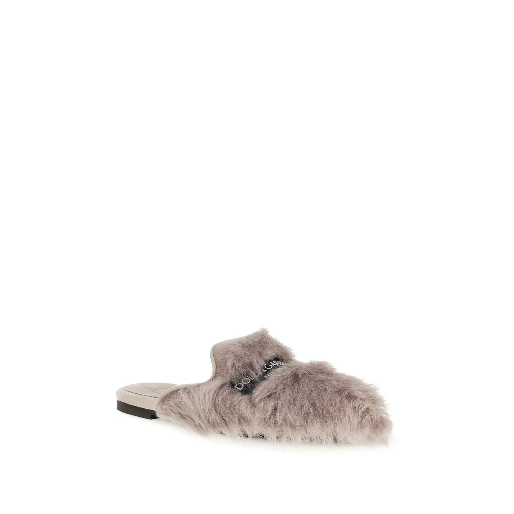 Dolce & Gabbana Gray Lamb Ovis Aries Women's Mules