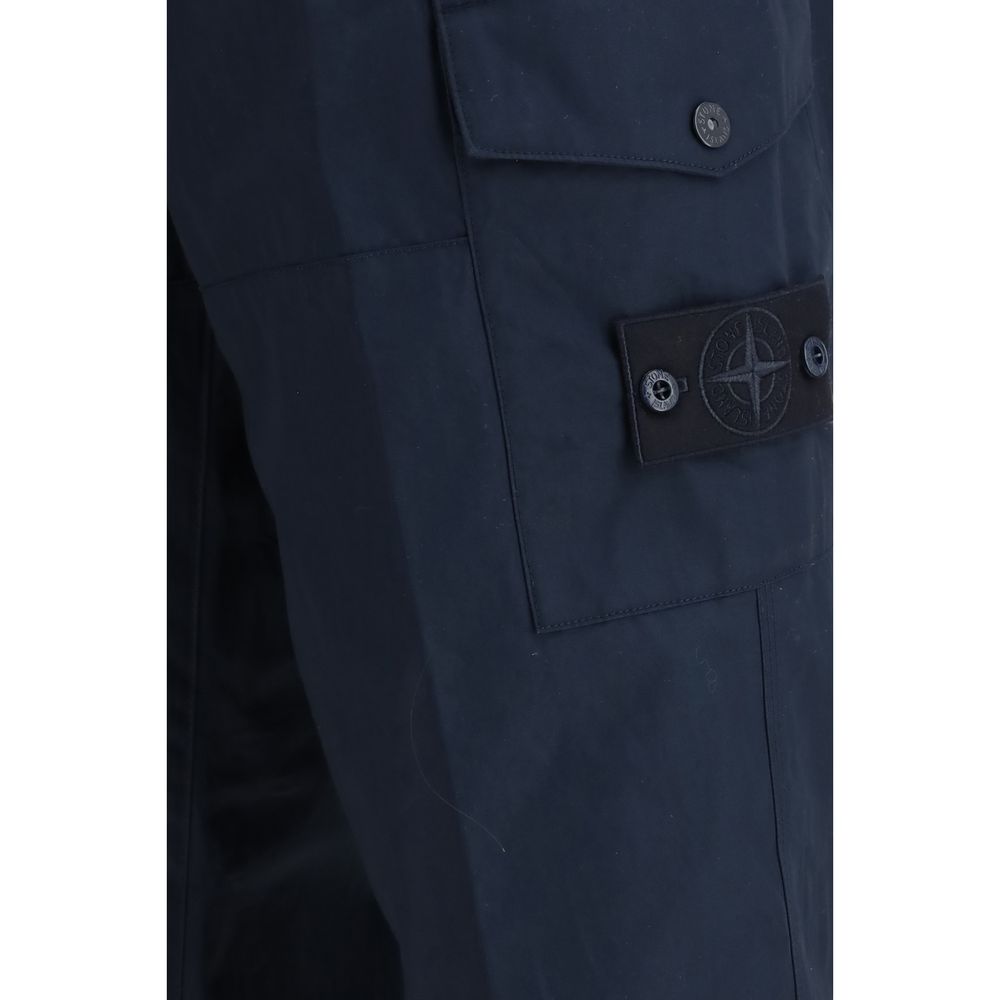 Stone Island Blue Cotton Cargo Men's Pants