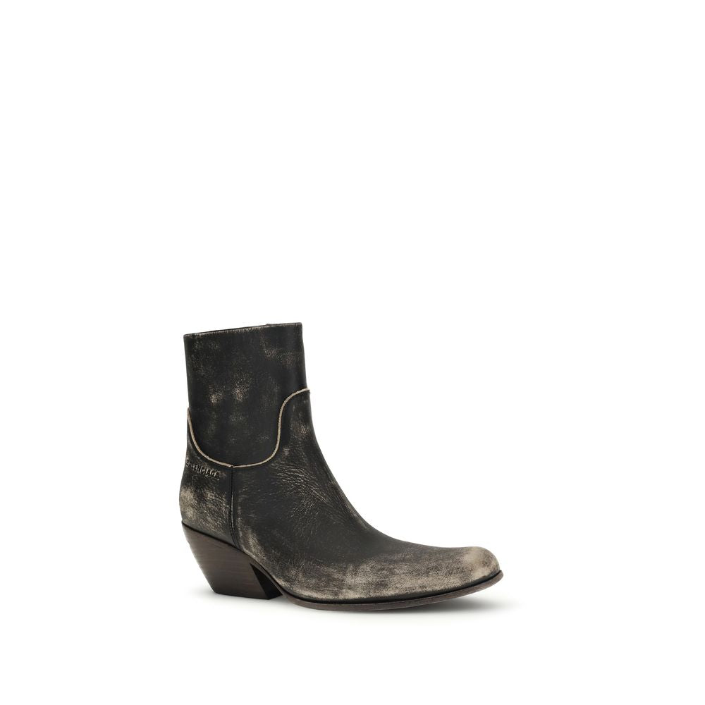 Balenciaga Black Calf Leather Bos Taurus Ankle Women's Boots