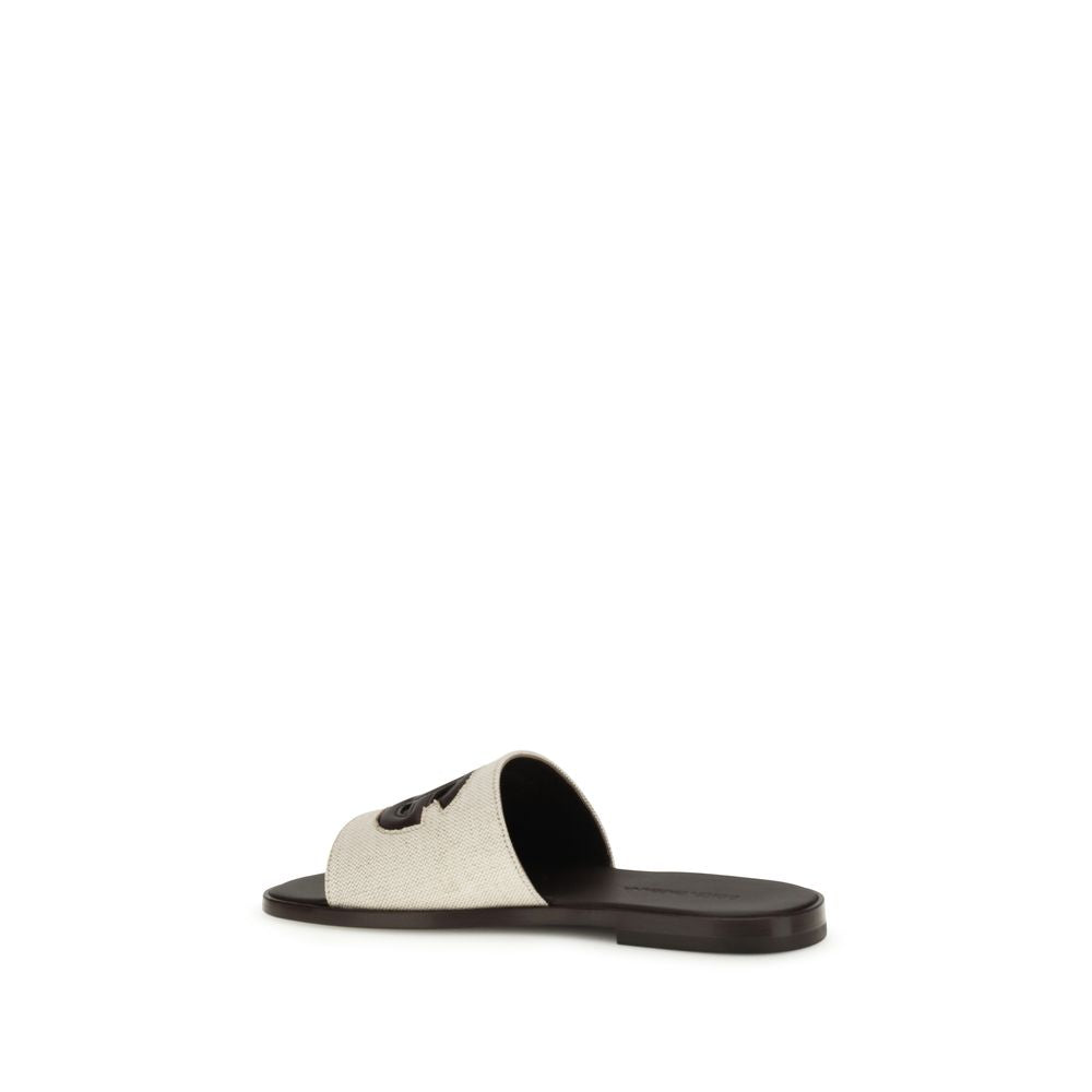 Dolce & Gabbana Beige Calf Leather Bos Taurus Flat Men's Sandals