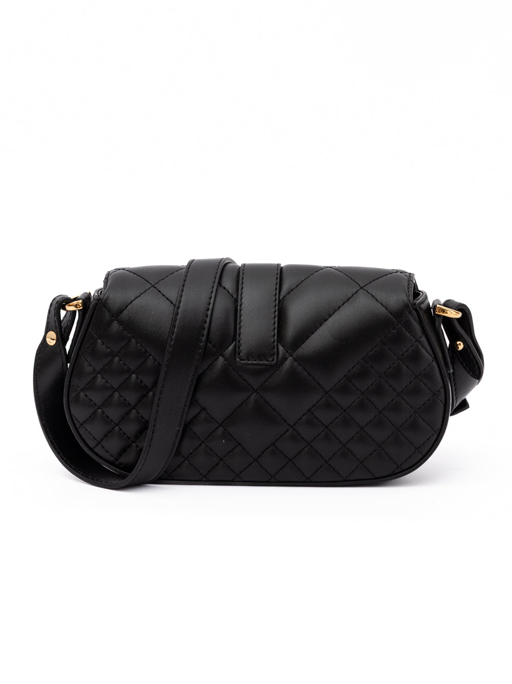 Versace Black Leather Quilted Shoulder Strap Women's Bag