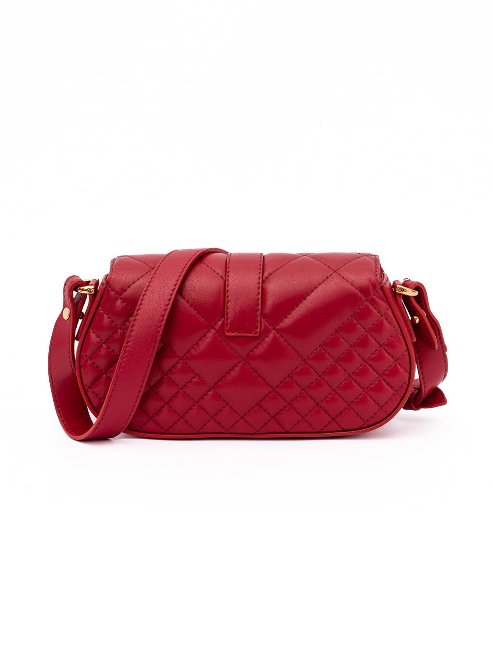 Versace Red Leather Quilted Shoulder Strap Women's Bag