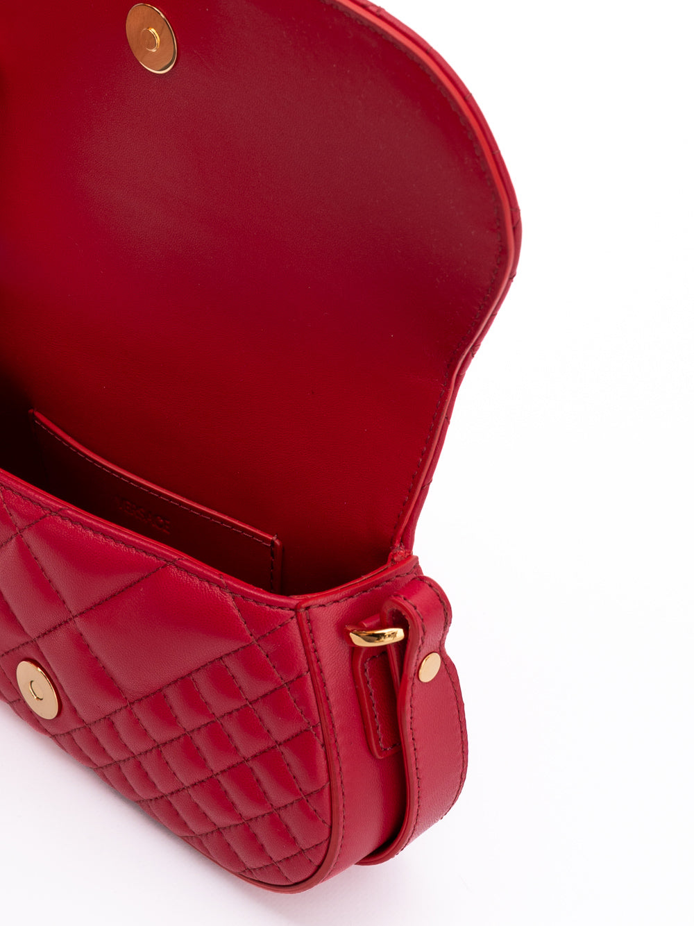 Versace Red Leather Quilted Shoulder Strap Women's Bag