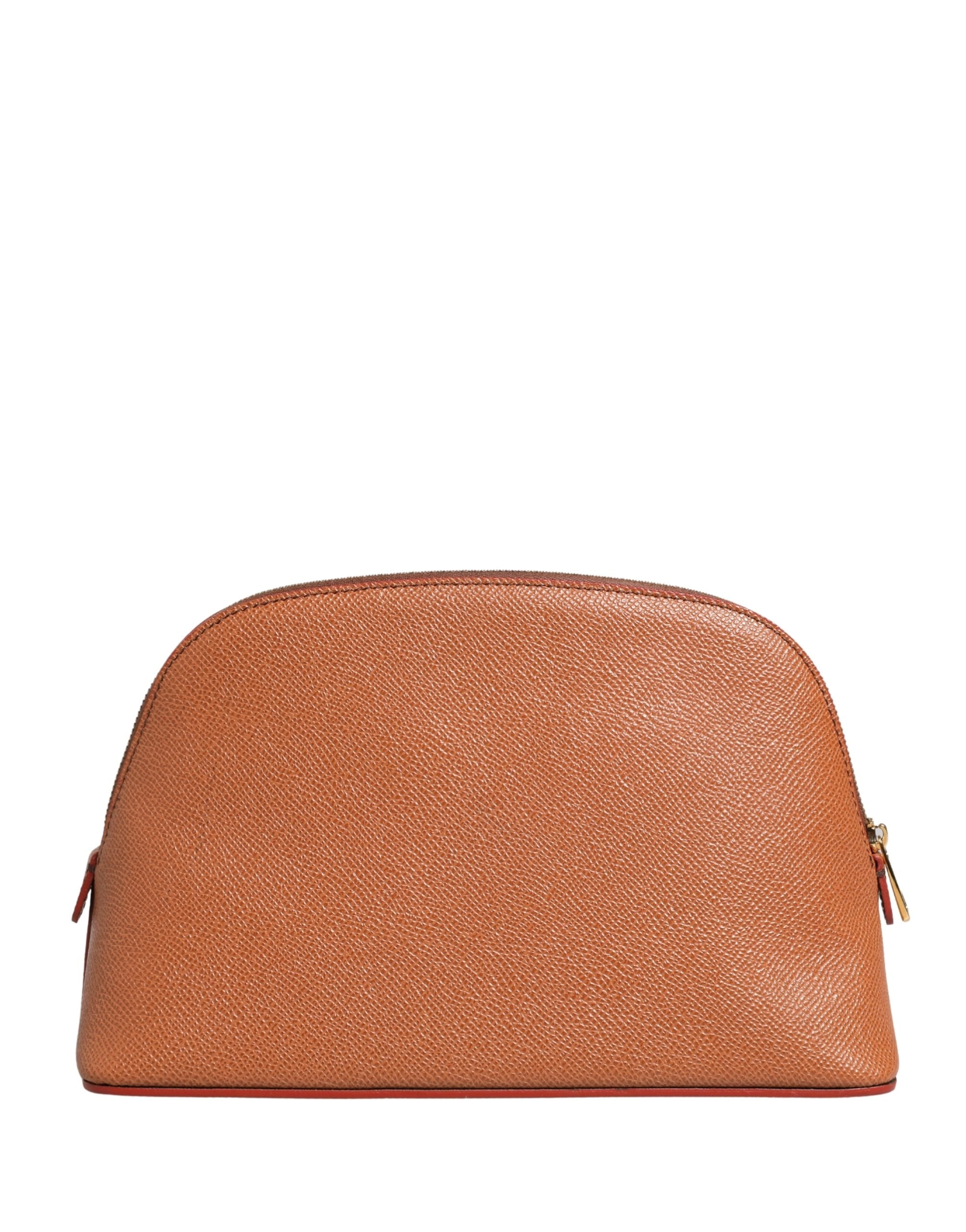 Dolce & Gabbana Orange Beige Leather DG Logo Zip Around Hand Purse Women's Wallet (Pre-Owned)