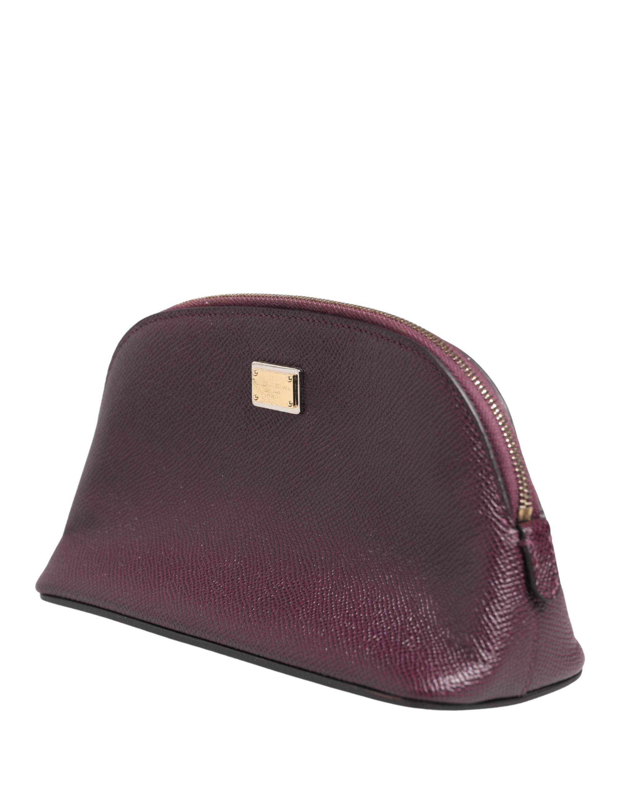 Dolce & Gabbana Dark Purple Leather DG Logo Zip Around Hand Purse Women's Wallet