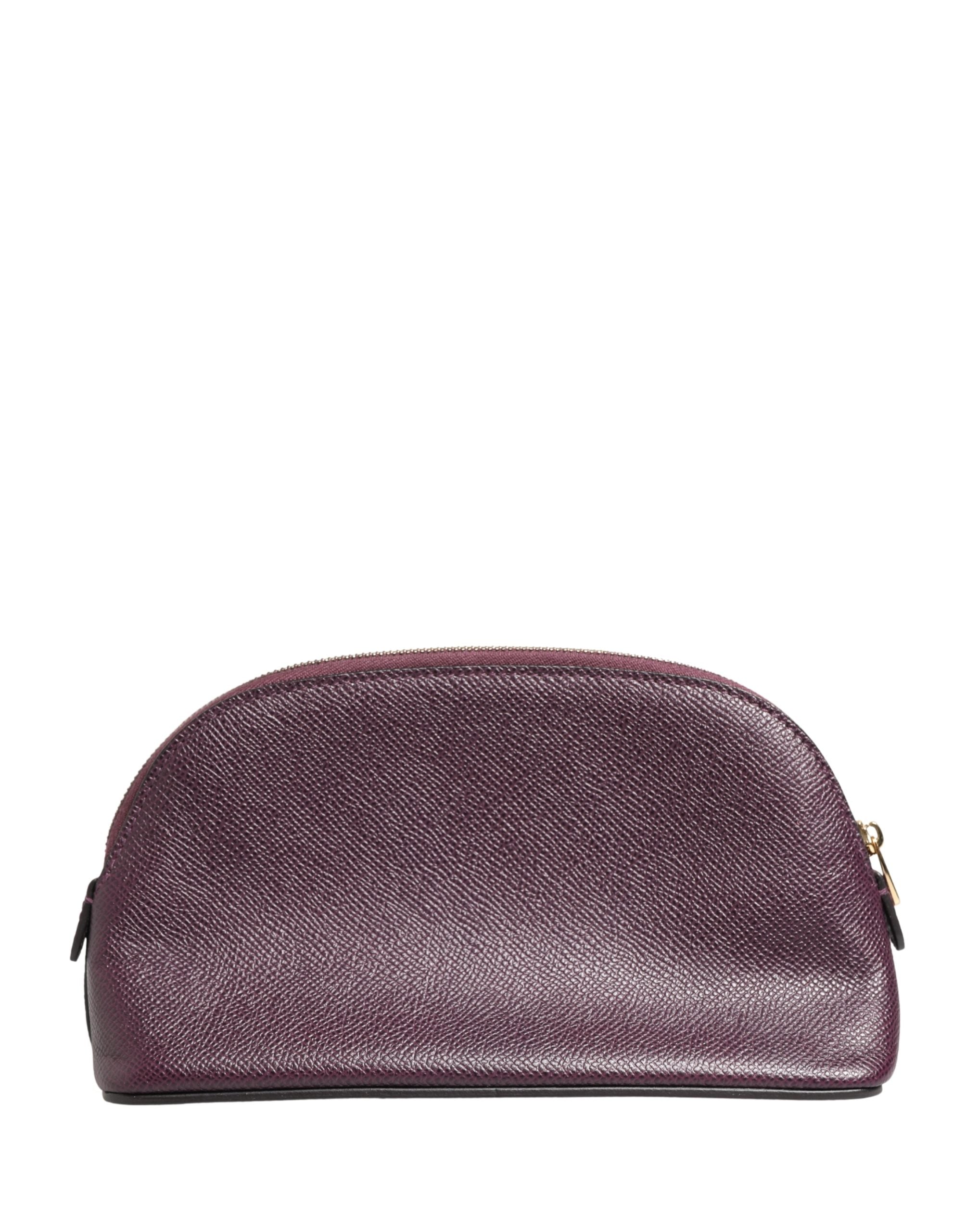 Dolce & Gabbana Dark Purple Leather DG Logo Zip Around Hand Purse Women's Wallet