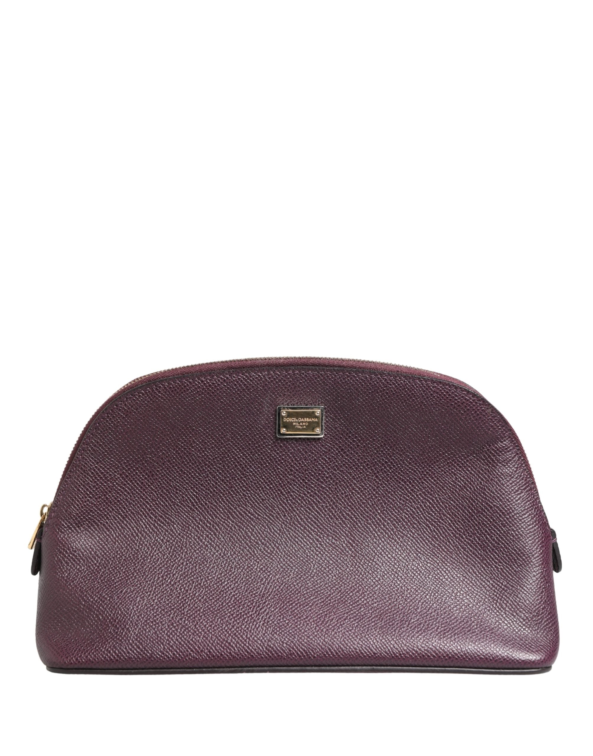 Dolce & Gabbana Dark Purple Leather DG Logo Zip Around Hand Purse Women's Wallet