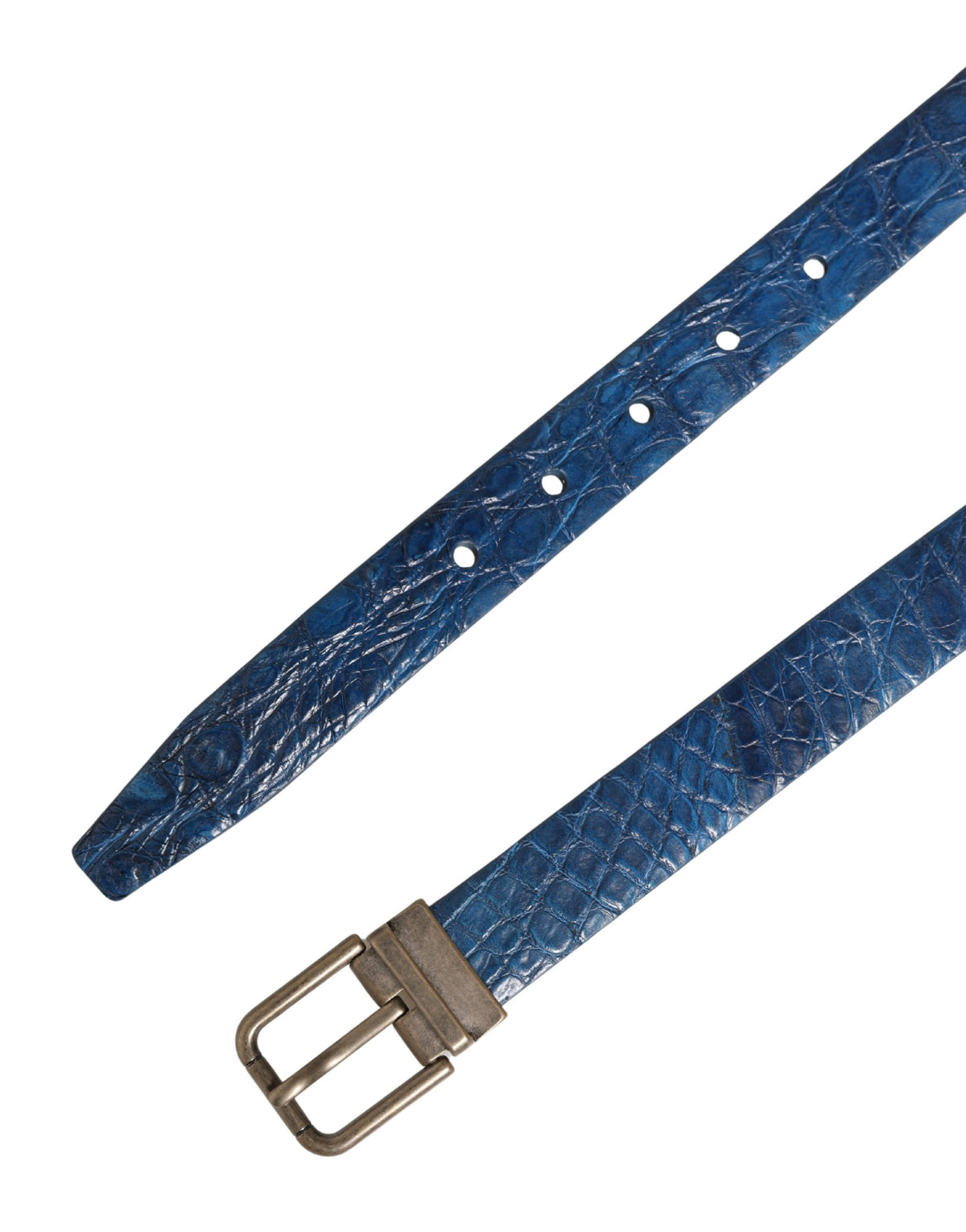 Dolce & Gabbana Navy Blue Leather Gold Tone Metal Buckle Men's Belt