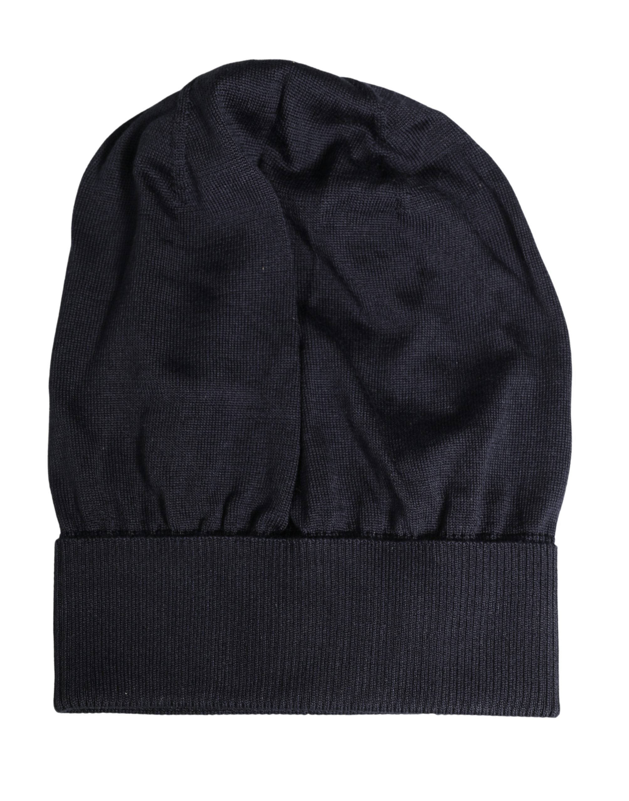 Dolce & Gabbana Black Solid Wool Knitted Winter Beanie Cap Men's Hat