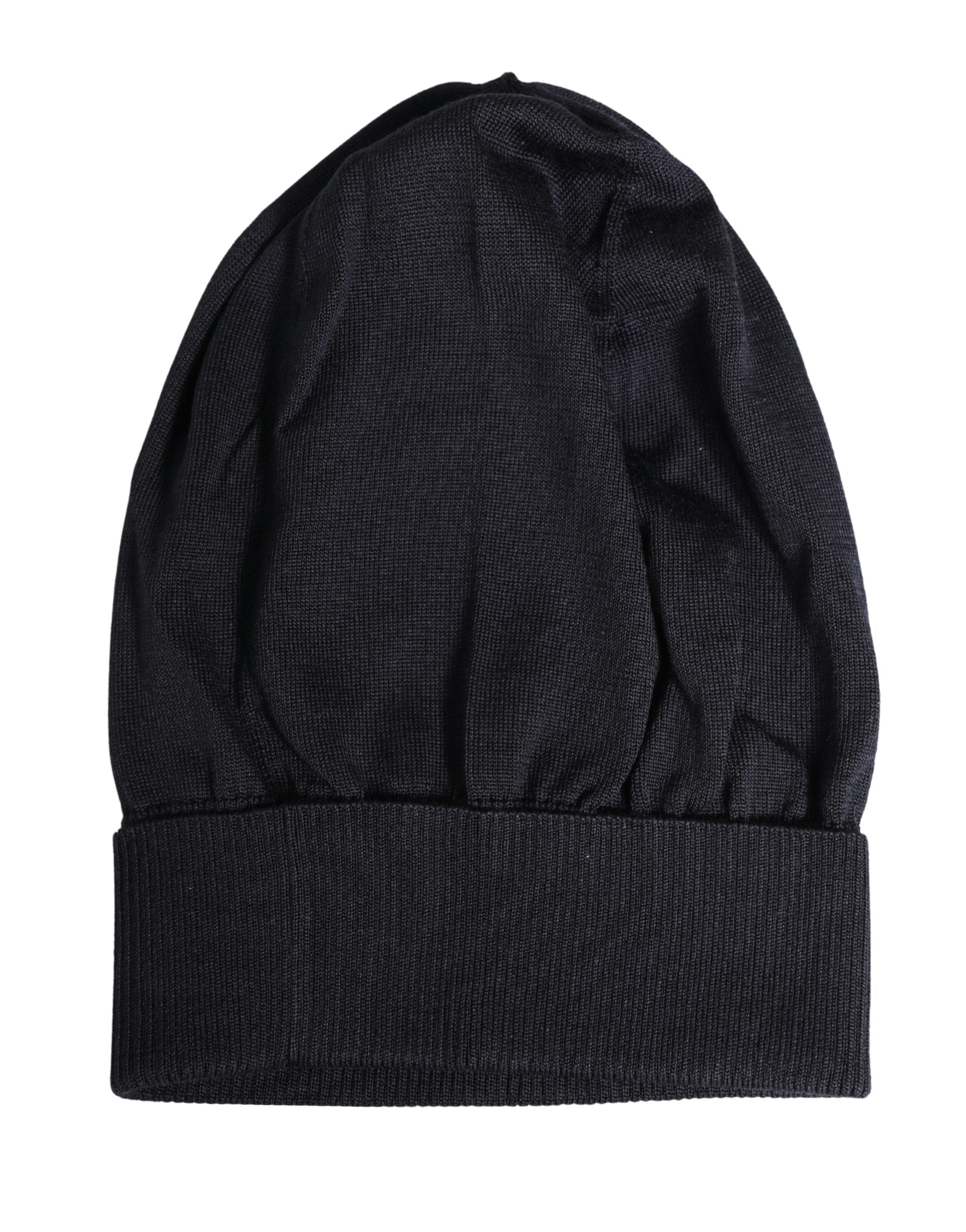 Dolce & Gabbana Black Solid Wool Knitted Winter Beanie Cap Men's Hat