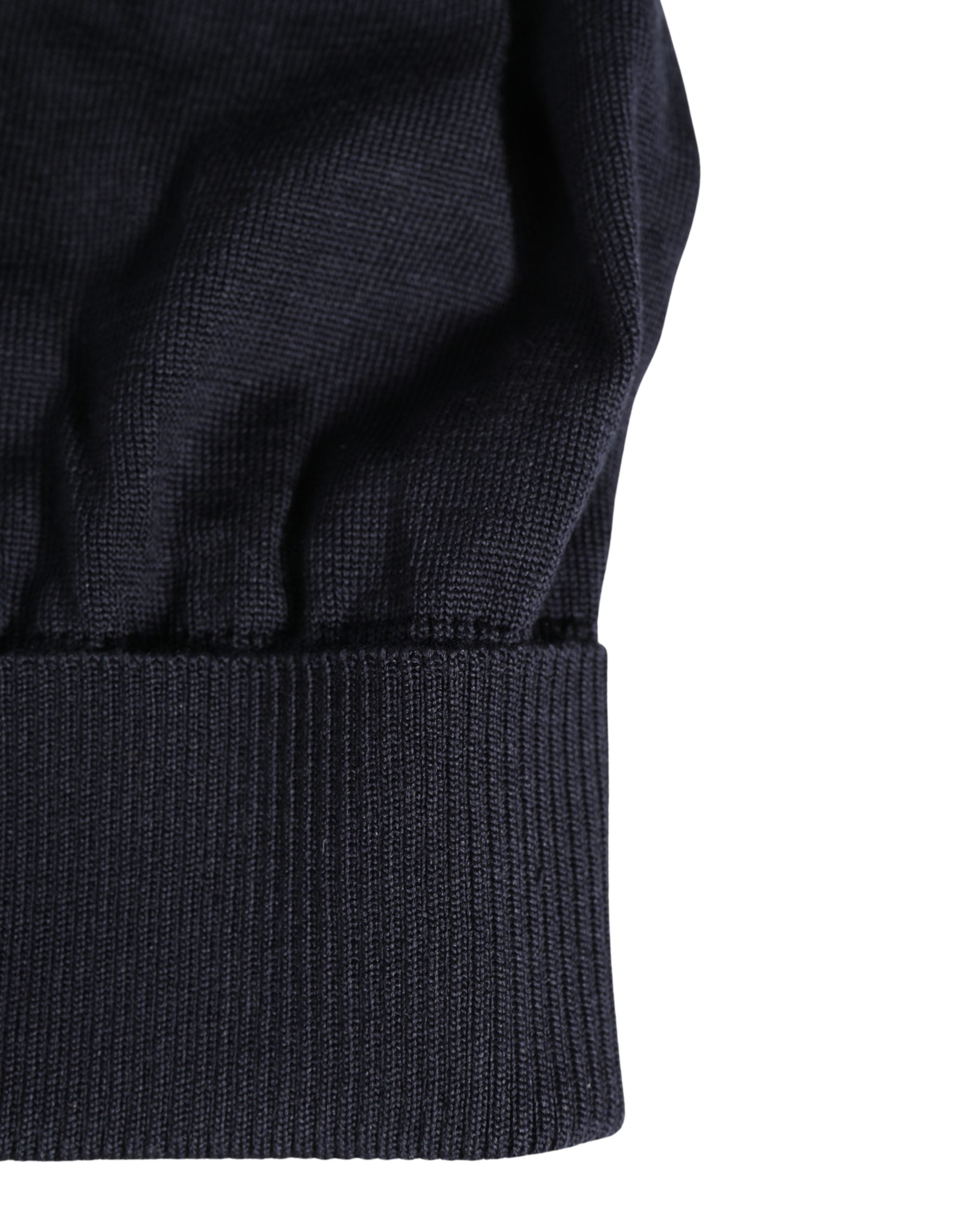 Dolce & Gabbana Black Solid Wool Knitted Winter Beanie Cap Men's Hat