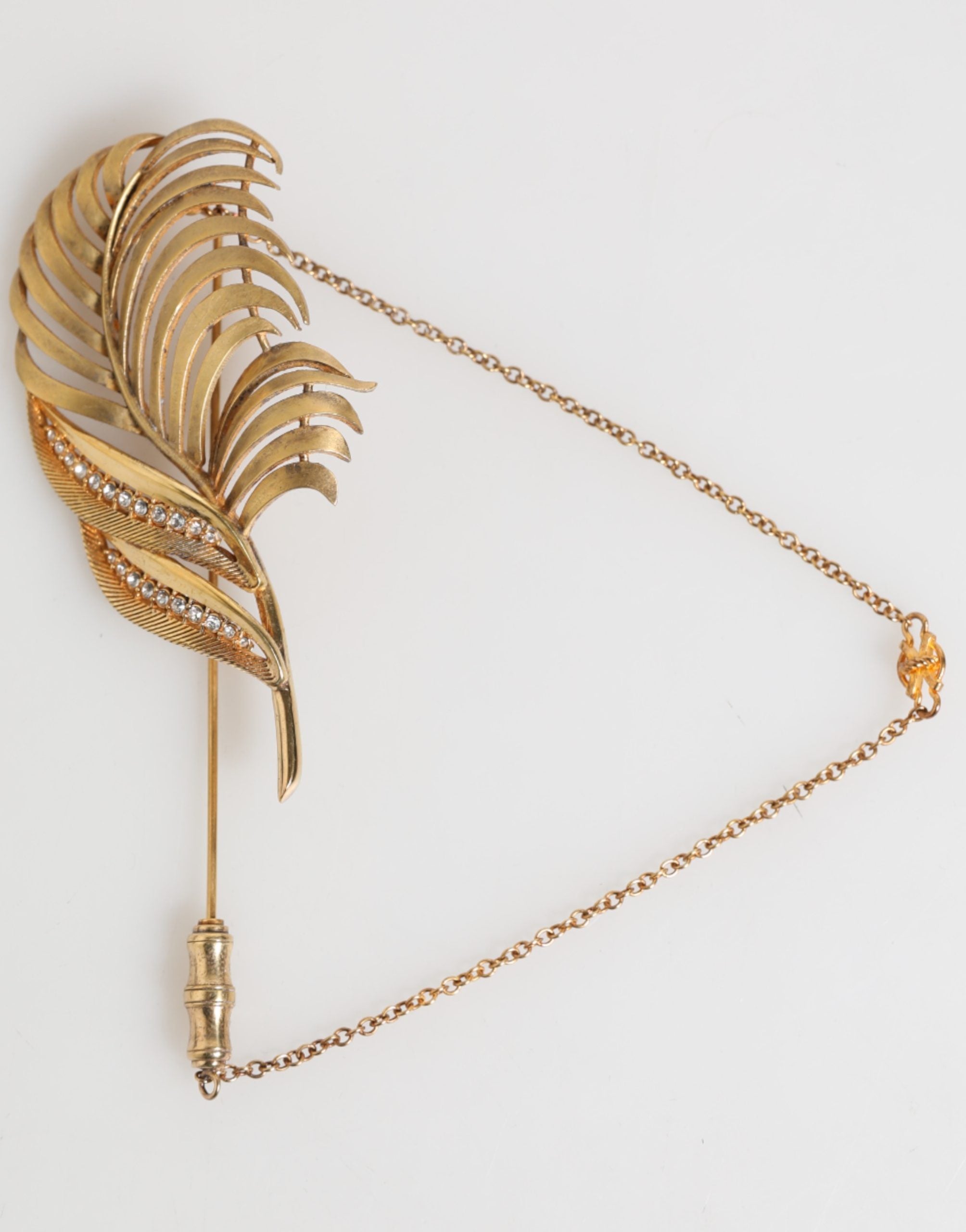 Dolce & Gabbana Gold Sterling Silver925 Leaf Embellished Lapel Pin Men's Brooch