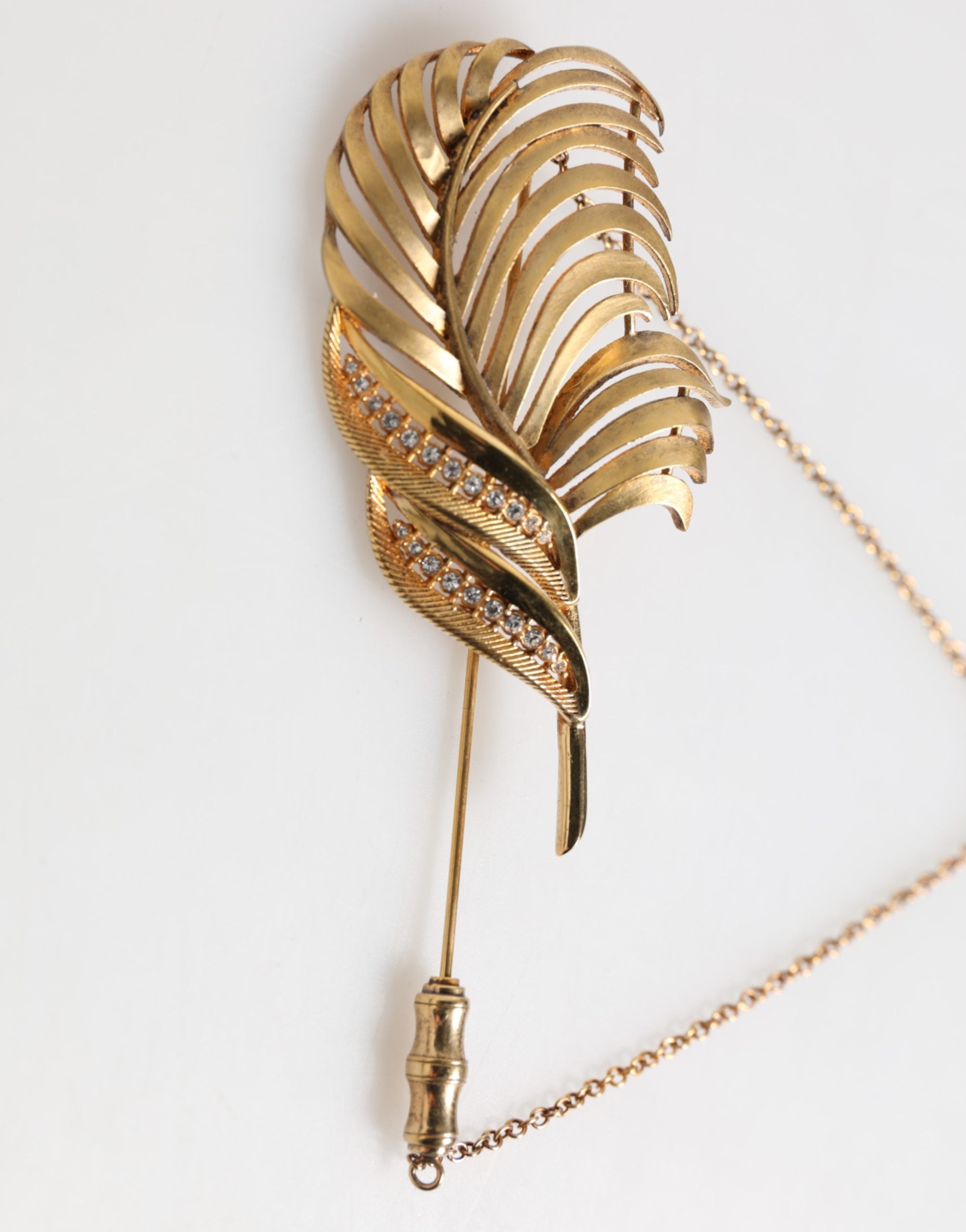 Dolce & Gabbana Gold Sterling Silver925 Leaf Embellished Lapel Pin Men's Brooch